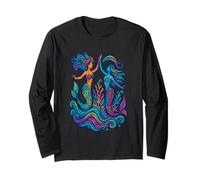 Psichedelico Mermaid Vibes Colorful Ocean Fantasy Duo Art Maglia a Manica