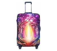 Psichedelico Neon Forest Magic Tree Elastico Viaggio Bagaglio Copertura Protector Stampa Valigia Copertura Bagagli Anti-Graffio, Nero , S