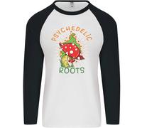 Psichedelico Roots Magia Funghi Lsd Hippy Uomo L/S Baseball T-Shirt