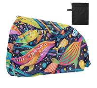 Psichedelico Sea Animals Impermeabile Bike Covers Outdoor con fori di blocco Anti Polvere Pioggia Neve UV Storage Copertura Pioggia Adatto per la maggior parte dei cobertor para