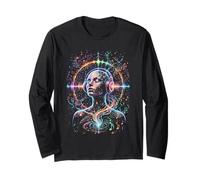 Psichedelico Trance Rave Arte Colorata Maglia a Manica