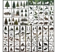 Psiokimi 74 Pezzi Stencil Animali della Foresta, 2 Misure Stencil per Dipingere, Riutilizzabili in Pet per Dipingere su Legno Pareti Finestre Tela Tessuto e Decorazioni Fai da Te