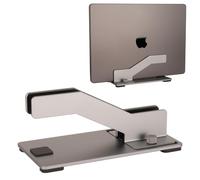 Psitek Supporto verticale regolabile per laptop, in alluminio CNC di alta qualità, con doppi pulsanti senza attrezzi, dock universale per MacBook, Surface, Dell, HP, Lenovo e tutti i computer