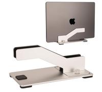 Psitek Supporto verticale regolabile per laptop, in alluminio CNC di alta qualità, con doppi pulsanti senza attrezzi, dock universale per MacBook, Surface, Dell, HP, Lenovo e tutti i computer