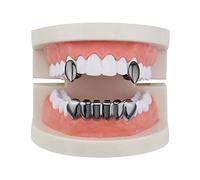 Psivika Gold Vampire Dracula Teeth Grillz 2pc Zanne singole e 6 Grillz inferiore Set
