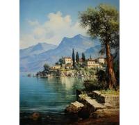 Pskgbxmu 11CT Kit per Punto Croce Prestampato paesaggio balneare Ricamare Fai da Te Kit da Completo per Principianti Home Decor 40x50cm