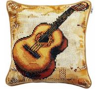 Pskgbxmu Prestampato Set per Cuscino Punto Croce 45x45cm Strumento musicale Cuscino Ricamato a Mano Fai da te per Arredamento Casa