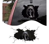 PSLER Adesivo per finestrino per auto con teschio horror di Halloween Adesivo per finestrino posteriore con testa di fantasma horror Adesivo per auto demone in vetro-20X30 cm (7,87 * 11,81 pollici)