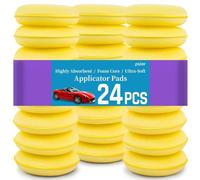 psler Applicatore di cera per auto in schiuma, cuscinetti applicatori in schiuma per dettagli rotondi da 10,2 cm, spugne per lucidatura per auto, confezione da 24, giallo