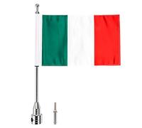 PSLER Motociclo Montaggio Laterale Antenna Bandiera Palo con Bandiera Posteriore Portapacchi per Sportster Serie 883 1200 48 Tutti Gli Anni(Asta per Bandiera Cromata+Bandiera Italiana)