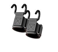 PSNKLMM 1 paio di impugnature con gancio for sollevamento pesi con fasce for polsi, cinghia for barra manuale, guanti da palestra for trazioni e fitness(Hook-up Black-2pcs)