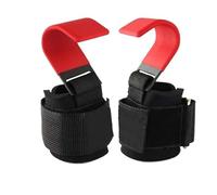 PSNKLMM 2 ganci for sollevamento pesi con fasce for polsi, cinghia for barra manuale, ganci for trazioni, potenziamento della potenza, palestra e fitness(Red-2pcs)
