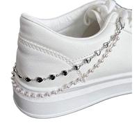 PSNKLMM 2 pezzi Catena di perle in metallo Doppio strato Scarpe Sneakers creative Catene for gioielli alla moda Fibbie Accessori Per Scarpe, Fai Da Te, Borse