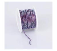 PSNKLMM 2mm-4mm Glass Rhinestone Chain Trim with Colorful Bottom Sewing Strass Cup Crystal Banding Glue On(Purple Light,10yards,SS6-2mm)