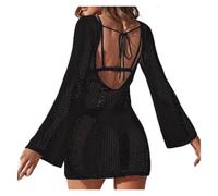 PSNKLMM Copricostume da Spiaggia da Donna Sexy, Abito Bikini Lavorato a Maglia all'Uncinetto, Costumi da Bagno, Costumi da Bagno Senza Schienale, for Costumi da Bagno, Abiti Estivi(Black)