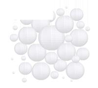 PSNKLMM Lanterne di Carta Cinesi Bianche Eleganti da 20/30/50/60 Pezzi Misti 4-12'', Lanterne Matrimonio, Paralume Appeso a Sfera for Feste per Matrimonio Feste Giardino(60PCS)
