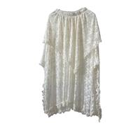 PSNKLMM Mori Style White Lace Skirt Irregular Fairycore Spring Summer Prairie Chic See-Through Maxi Hem Layered Long Skirts