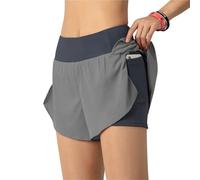 PSNKLMM Pantaloncini da Corsa da Donna 2 in 1 con Tasca, Ampia Cintura, Strato di Copertura, Fodera, Leggings Sportivi da Yoga, Pantaloncini da Palestra e Fitness(Blue,M 47-55kg)