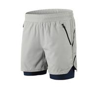 PSNKLMM Pantaloncini da Corsa da Uomo 2 in 1, Estivi, Riflettenti, Sportivi, for Fitness, Yoga, Jogging, Traspiranti, da Ciclista(Grey,S)