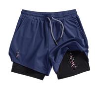PSNKLMM Pantaloncini Sportivi 2 in 1 da Uomo, ad Asciugatura Rapida, con Tasca for Telefono, for Allenamento in Palestra e Corsa.(Color4,M)