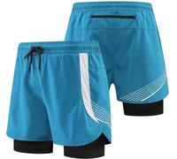 PSNKLMM Pantaloni da Corsa a Compressione da Uomo, da Palestra, da Jogging, Leggings Corti, Pantaloncini da Basket, Pantaloni Attillati for Il Fitness, Pantaloncini da Allenamento all'aperto(Blue,L)
