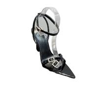 PSNKLMM Sandali da donna con cinturino a una linea, tacco alto, sandali sottile e appuntito, semplici alti Per Feste E Occasioni Formali(Black,40)