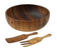 PSNKLMM Set di ciotole for insalata in legno con spatola e forchetta, utensili da cucina impermeabili for servire, for feste in casa, barbecue, campeggio