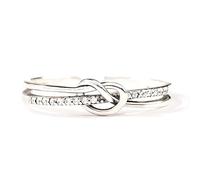 PSOWQ Anelli Argento 925 Donna Regolabili Anello donne Anelli con nodo d'amore Anelli con piume a dito aperto regolabili Gioielli Regali Anelli incrociati per donne con zirconi cubici