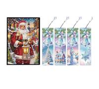 PsraGoor Set di quaderni di dimensioni Babbo Natale con 4 segnalibri, idea regalo