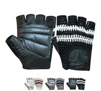 PSS Comodi guanti imbottiti in vera pelle di mucca, per palestra, fitness, sollevamento pesi, body building, allenamento, con rete bianca per traspirabilità (407 nero, XL)