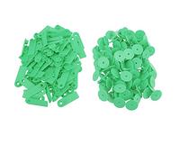 Pssopp 100 Etichette Auricolari in Plastica con Numeri, Etichette Auricolari Vuote in TPU per Bestiame Bovino Suino Ovino Capra, Facile da Scrivere e Guarigione Rapida (Verde senza parole (prezzo di