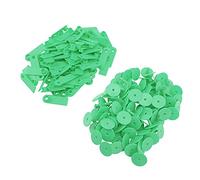 Pssopp 100 Etichette Auricolari in Plastica con Numeri, Etichette Auricolari Vuote in TPU per Bestiame Bovino Suino Ovino Capra, Facile da Scrivere e Guarigione Rapida (Verde senza parole (prezzo di