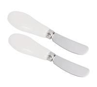 Pssopp 2 Coltelli per Burro, Spalmatori per Uso Alimentare, Lavabili in Lavastoviglie, Utensili per Spalmare il Burro con Manico in Ceramica per Marmellata, Formaggio, 2 Coltelli per, Acciaio (#13)