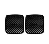 Pssopp 2 Pezzi Tappetini Riutilizzabili Quadrati per Friggitrice Ad Aria, Rivestimenti Antiaderenti per Cestello, 22 Cm, Resistenza Al Calore 230°C, for Cottura in Friggitrice Ad Aria (BLACK)