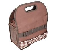 Pssopp Borsa per Attrezzi da Giardino con Tasche Multiple, Borsa Portaoggetti in Tessuto Oxford Resistente, Organizer Leggero per Attrezzi da Giardinaggio (Cuciture a quadri color caffè)