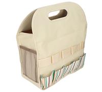 Pssopp Borsa per Attrezzi da Giardino con Tasche Multiple, Borsa Portaoggetti in Tessuto Oxford Resistente, Organizer Leggero per Attrezzi da Giardinaggio (Patchwork a righe kaki)