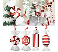 Pssopp Ciondolo da Appendere con Caramelle all'albero di Natale, Ornamenti in PVC Rosso e Bianco, Design Unici da 32 Cm per Feste Festive e Riunioni di Famiglia (Colore assortito #26)