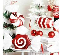 Pssopp Ciondolo da Appendere con Caramelle all'albero di Natale, Ornamenti in PVC Rosso e Bianco, Design Unici da 32 Cm per Feste Festive e Riunioni di Famiglia (Colore assortito #27)