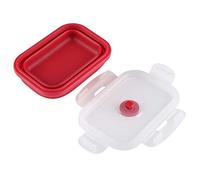 Pssopp Contenitore per Alimenti Pieghevole in Silicone da 350 Ml, con Coperchio Sicuro per Microonde, Chiusura a Clip e Valvola Dell'aria, per Ufficio, Campeggio, Picnic (rosso)