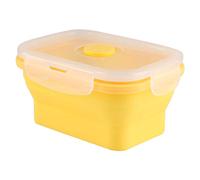 Pssopp Contenitore per Alimenti Pieghevole in Silicone da 350 Ml, con Coperchio Sicuro per Microonde, Chiusura a Clip e Valvola Dell'aria, per Ufficio, Campeggio, Picnic (YELLOW)