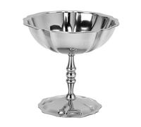 Pssopp Coppette per Gelato Coppe da Dessert in Acciaio Inossidabile con Base Piedistallo, Piatto da Portata per Gelato con Piede 10 X 7,3 X 9,5 Cm, Argento Liscio Lucido per Uso A
