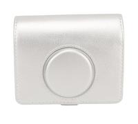 Pssopp Custodia per Fotocamera Istantanea, Custodia per la Fotocamera PU Vintage a Prova di Graffi con Tracolla, Design Classico retrò, Coperchio a Flip Magnetico, Fit Mini (SILVER)