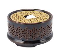 Pssopp Driver di Riscaldamento in Ceramica - Base di Riscaldamento del caffè con Cucchiaio e Copertura per Candele - Il tè di qualità Eccellente Mantiene Ceramica Calda/tè di Ferro (BROWN)