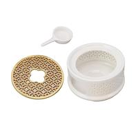 Pssopp Driver di Riscaldamento in Ceramica - Base di Riscaldamento del caffè con Cucchiaio e Copertura per Candele - Il tè di qualità Eccellente Mantiene Ceramica Calda/tè di Ferro (WHITE)