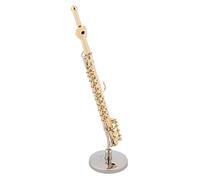 Pssopp Flauto in Miniatura, Modello Musicale in Ottone con Supporto, Squisito per gli Amanti della Musica e Decorazioni per la Casa
