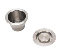 Pssopp Kit di Ricarica per Capsule di caffè Riutilizzabili, Cialde di caffè in Acciaio Inossidabile con Pressino per Polvere, Set da 2 Pezzi per la Preparazione di Domestico, Compatibile con Varie