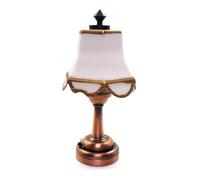 Pssopp Lampada da Tavolo in Miniatura 1:12 LED a Batteria, Vintage Design | Bianco Crema con Toni Bronzo, Giunti Stretti, per Diorami, Sfondi Fotografici o Scene di miniature.