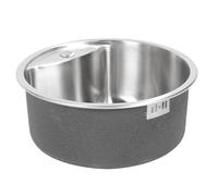 Pssopp Lavello Ciotola Singola, 304 Lavello Rotondo in Acciaio Inossidabile per Bagno in Cucina con Foro del Rubinetto 45x45x20cm