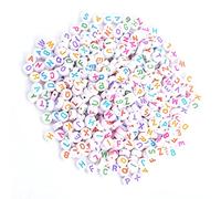 Pssopp Lettere di Alfabeto Colorate Perle per la Produzione di do -thi -se Stessi Gioielli, 500 STC Perle Rotonde Acriliche, Forniture Artigianali per Collane Braccialetti