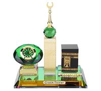 Pssopp Modello di artigianato musulmano Musulmano Kaaba Clock Tower Modello Orologio da tavolo islamico Architettura islamica Artigianato Souvenir Home Desktop Decor
